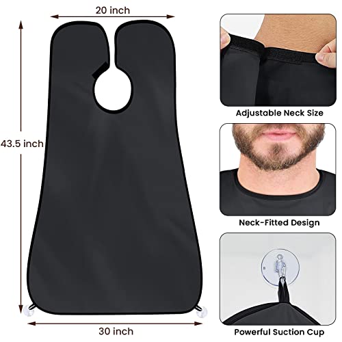 Beard Bib Apron For Men, Beard Trimming Catcher Bib, Birthday Gifts For Men Him Boyfriend, Waterproof Non-Stick Beard Catcher, 4 Suction Cups, One Size Fits All, Grooming Accessories(Black) #TOP3