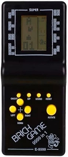 Super Mini Game Jogo 9999 em 1 Portátil A Pilha Estilo Retrô Anos 80 Nostálgico Cor Preto, Amarelo, Azul, Verde, Vermelho E Rosa Com Tetris, Frogger, Cobrinha, Corrida LINHA PREMIUM SYANG (PRETO)