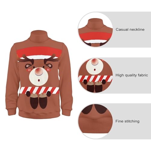 Ugly Christmas Sweaters for Women Men Novelty Funny Christmas Sweatshirt Turtleneck Knitted Sweater Pullover S-4XL4