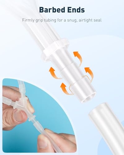Image of Pawfly 8 Pcs Aquarium Airline Tubing Connectors, 3 /16 inch Airline Y Connector Splitter for Air Pump Tubing, 3 Way Hose Connectors, Plastic Barbed Hose Fittings for Fish Tank