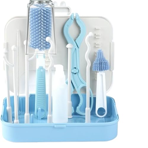 Kit de limpieza de biberones de viaje, 6 en 1, kit de limpieza de biberones reutilizable, cepillos de limpieza de botellas de agua