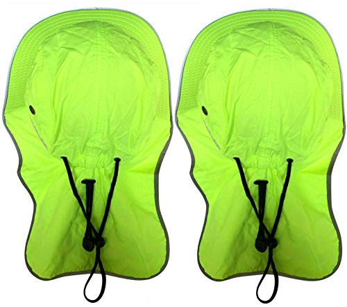 Image of Men High Visibility Sun Hat with Neck Flap Wide Brim Boonie Hat Bucket Cap Packable Adjustable