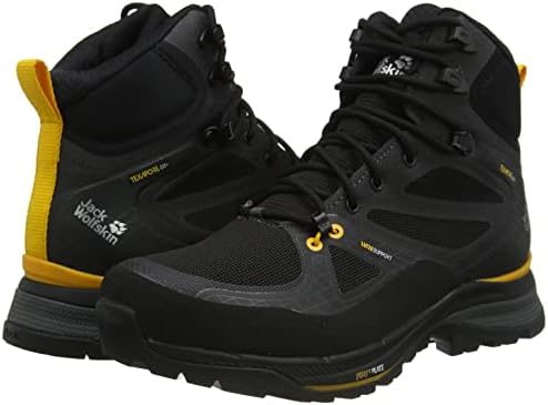 Jack Wolfskin Unisex Force Trekker Texapore Mid M Hiking Shoe, Black/Burly Yellow, 12 US Men | Image 6