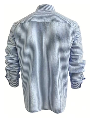 Men's Striped Dress Shirts Button Down Long Sleeve Collared Office Work Tops2