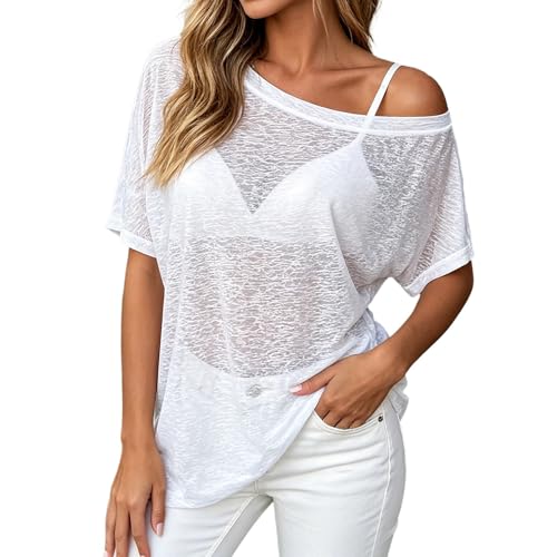 Haut sexy en maille pour femme avec col bateau et manches courtes