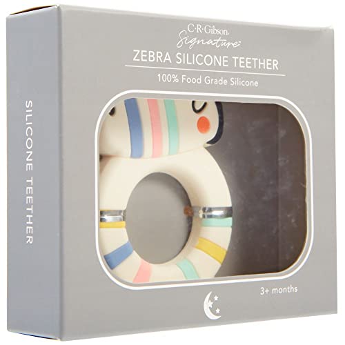 Image of C.R. Gibson BTEE-23954 Zebra 100% Food Grade Silicone Teether for Babies, 2.3 inch W x 2.4 inch L, Multicolor
