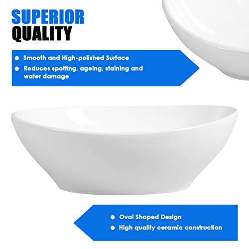 Image of Giantex Bathroom Sink, Vessel Sink 16x13 Inch, Basin Porcelain with Anti-clogging Pop Up Drain, Countertop Bathroom Vanity Vessel Sink, Oval Ceramic Sink Bowl, Bathroom Vessel Sink, White