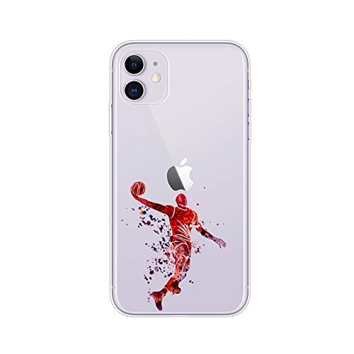 Blingy's Iphone 11 Case (6.1 Inch), Fun Basketball Pattern Cool Sport Style Transparent Soft Tpu Protective Clear Case Compatible For Iphone 11 6.1" (Basketball Dunk) #TOP2
