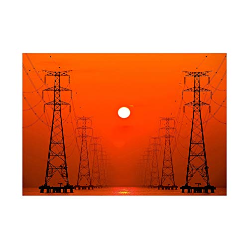 Wee Blue Coo Photo Sunset Electric Pylons Seascape Wall Art Print