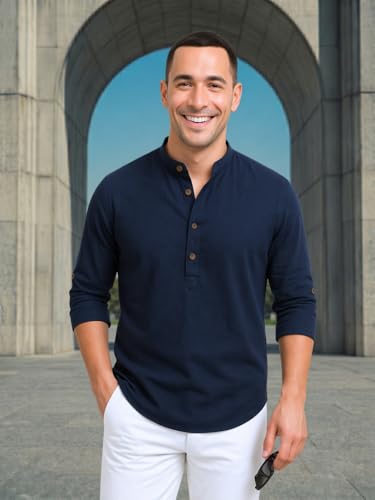 Image of DEELMO Combo of Men's Cotton Blend Solid Regular Fit Full Sleeve Short Kurta | Men's Trendy Short Kurta Pack of 2