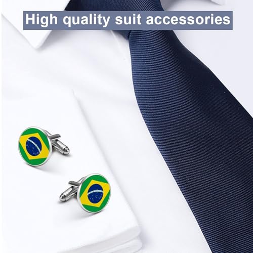 Mancuernillas clásicas para hombre con bandera de Brasil miniatura 4