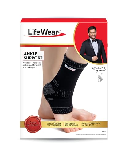 Image of Life Wear Ankle Support, Compression Sleeve with 4-Way Stretch, Breathable, Flexible and Comfortable Fit, Ideal for Ankle Pain Relief, Swelling, and Injury Prevention, Size (S) - Pack of 2