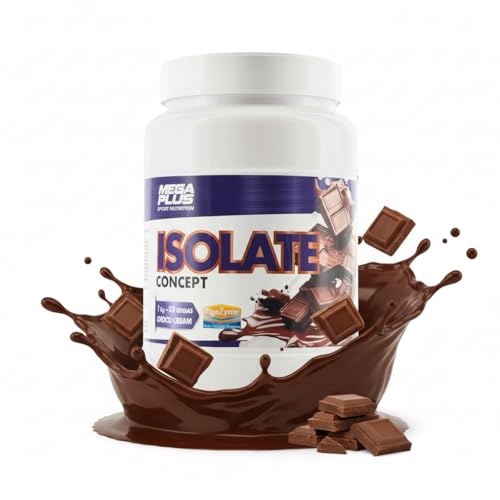 Proteína Isolate Concept   Mega Plus   DigeZyme   Proteina En Polvo Aislada De Suero De Alta Pureza Para Definición Muscular Y Recuperación   Proteina Isolada y Leche En Polvo   Proteina Chocolate 1kg