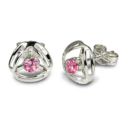 Preisvergleich Produktbild SilberDream Ohrringe 9mm für Damen 925 Silber Ohrstecker Zirkonia rosa SDO528P