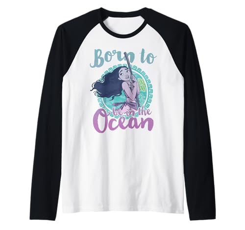 Disney Moana Born To Be In The Ocean Painted Raglan Baseball Tee