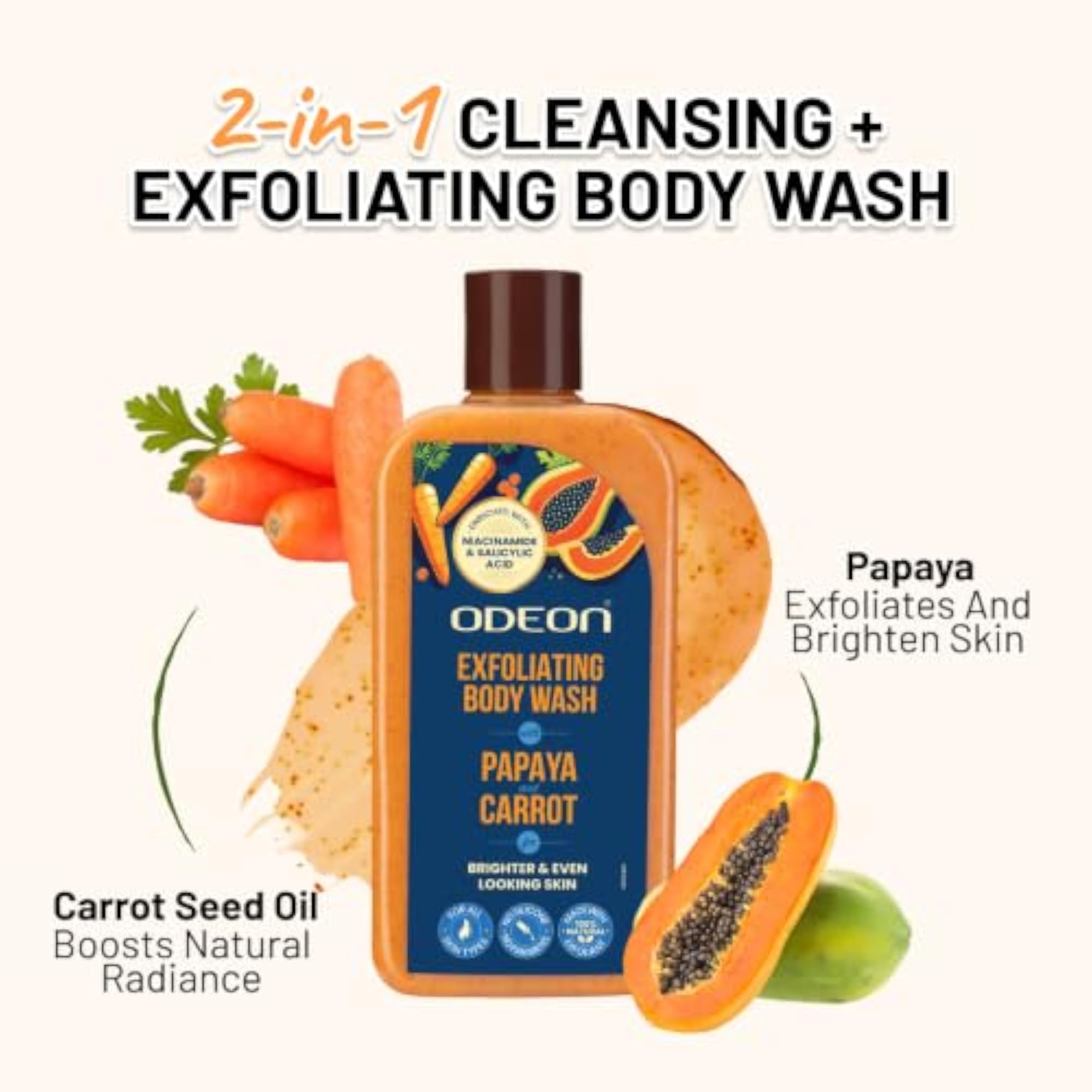 Papaya & Carrot Exfoliating Body Wash for Glowing Skin