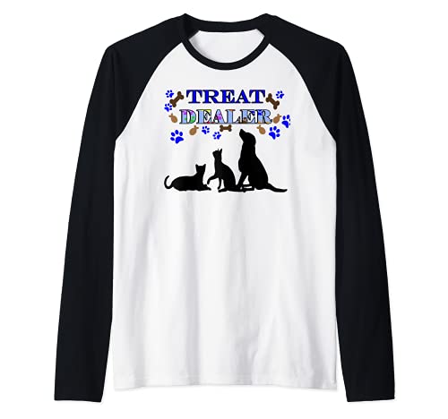 Pet Snacks Feed Me Funny Dog Mom & Dog Dad Raglan Baseball Tee, Black
