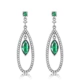 LYGXWJFC Pendientes Colgantes de Esmeralda para Mujer, joyería Fina Pura, Gota de Piedras Preciosas, día de la Madre