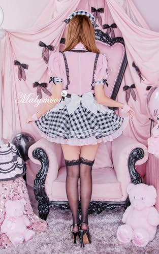 [Malymoon] コスプレ 舞々悪魔 デビル ナース 看護師 黒 チェック セットアップ フリル スカート 衣装 仮装 マリームーン 8点セット CS25110 詳細画像5