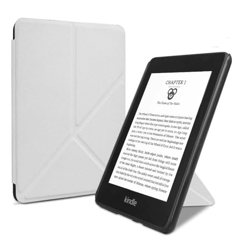 Custodia per Kindle Paperwhite da 6 pollici (5a/6a/7a generazione (2012/2013/2015, sottile custodia intelligente in pelle PU con supporto pieghevole e funzione sleep/wake automatica (bianco, Kindle