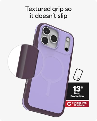 Image of ZAGG Sedona Snap Case for iPhone 17 Pro Max - Purple Dusty Grape, Drop Protection (13ft /4m), Graphene-Reinforced Multi-Layer Protection, MagSafe Phone Case with Impact-Absorbing Bumpers, Slim
