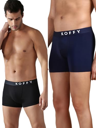 Image of KOFFY Men's 95% Micro Modal 5% Elastane Solid Trunks