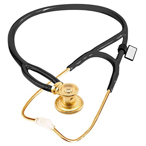 MDF® Sprague-X Redesigned Sprague Rappaport Stethoscope with Adult, Pediatric, and Infant Convertible chestpiece - Free-Parts-for-Life & Lifetime Warranty - Gold Edition/Black (MDF767XK-11)
