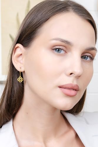Hoops & Loops 925 Sterling Silver Love Knot Flower Eternity Irish Celtic Design Dangle Lever-back Earrings, Silver, Yellow Gold, Rose Gold & Black Flashed Sterling Silver2