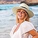 DRESHOW Women Straw Panama Hat Travel Fedora Beach Sun Hat Summer Wide Brim Straw Roll up Hats UPF 50+