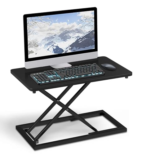 jxgzyy Standing Desk Converter Sit Stand desk Converter Workstation 34x60cm Height Adjustable Monitor Stand Platform Ergonomic X Frame Computer Desk Riser Laptop Stand for Monitor Laptop Home Office