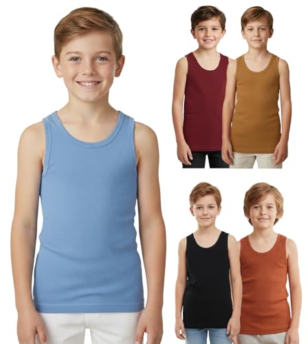 Image of Lux Cozi Boy's 100% Cotton Round Neck Sleeveless Color Vest | Vest for Boys | Color and Print May Very | Pack of 4