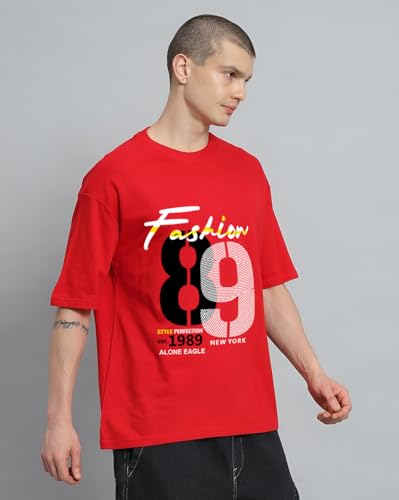 Image of Men's 100% Cotton Round Neck Printed Oversized T-Shirt