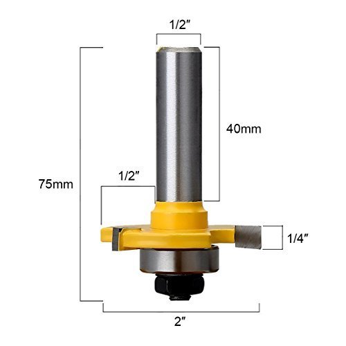 Valiant Tongue & Groove Router Bit Set with Adjustable 1/2 Inch Shank - 2 T Shape Wood Milling Cutters for Professional & Beginner Carpenters - Woodworking Tools for Doors, Drawers, Shelves & More - Thumbnail 3