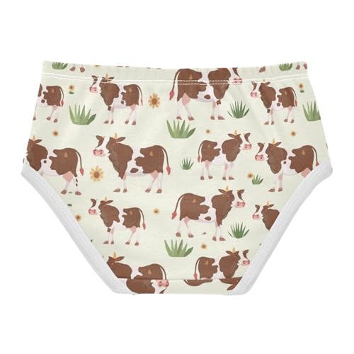 Wusikd Brown White Cow Girls' Underwear Cotton Grass Girls Briefs Soft Toddler Underwear 2T2