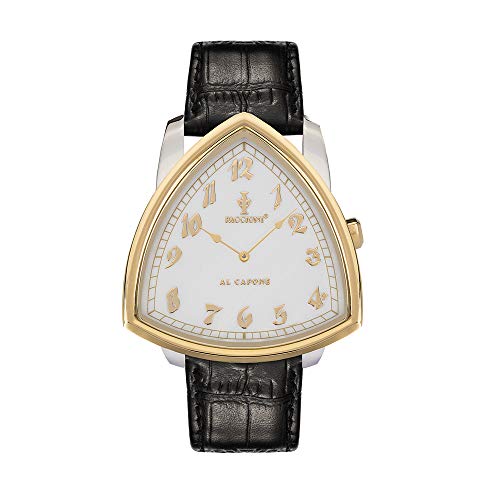 Montre Al Capone en cuir noir nacré 51 mm pour homme chic