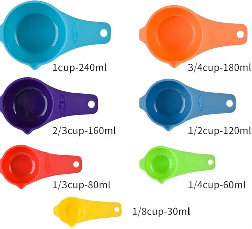 Set de vasos y cucharas medidoras plásticas rosas miniatura 2
