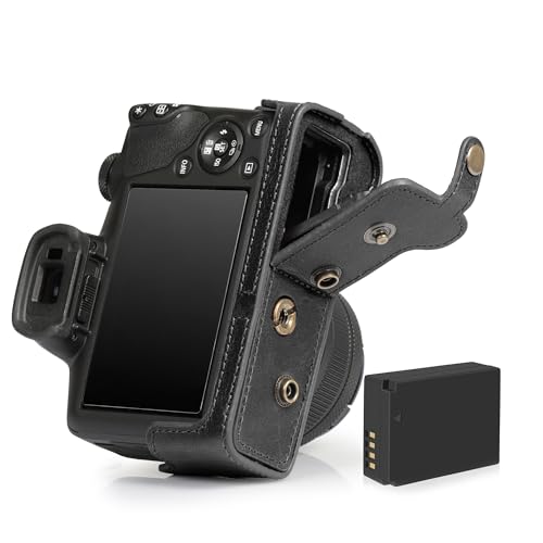 Image of Mega Gear Genuine Leather Camera Case for Canon EOS R100 (18-45mm) - Stylish and Protective - Black