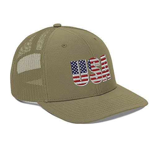Gorra de camionero de EE. UU. verde oliva con rejilla transpirable y cierre snapback ajustable
