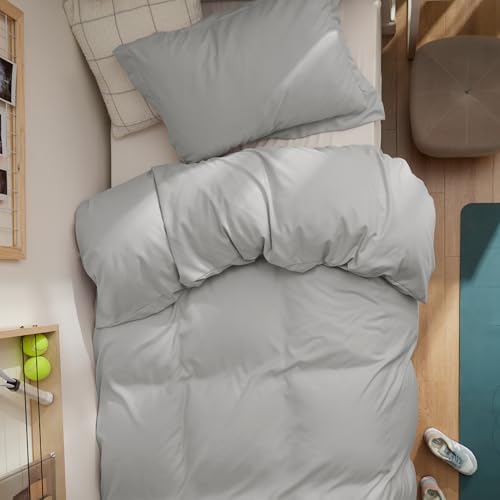 Image of Bedsure Twin /Twin XL Duvet Cover, Double Brushed Bedding Set, Silver Grey | For Kids & Adults, 68 inchx90 inch Comforter Cover, Hotel Luxury, All Season, Breathable, Easy Care, Lightweight, Zipper Closure