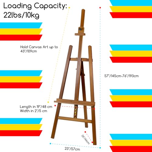 Image of MEEDEN Painting Wooden Art Easel: Solid Beechwood, Hold Canvas up to 43 inch