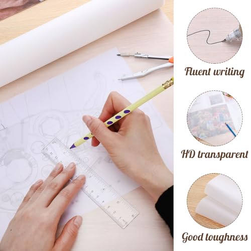 image for Prudiut Tracing Paper Roll 12in x 25yd, White Trace Paper Pattern Pape