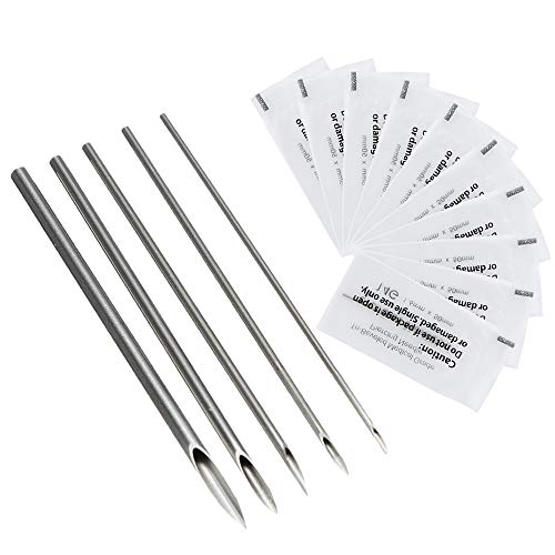 100pcs Ear Nose Piercing Needles - CINRA Body Piercing Needles Tattoo Supply Assorted size 12G 14G 16G 18G and 20G Body Art Tattoo Equipment Supplies Tattoo Machine Tool Supply Body Piercing Tool