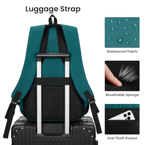 Image of YAMTION Laptop Backpack for Men, Black Backpack, School Backpack for Boys and Girls, Bookbag, Work Backpack (Green, 15.6 inch)