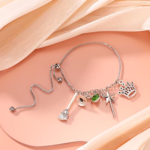 Musical Charm Bracelet, Adjustable Alloy Fancy Bracelet with Witch Hat Fairy Wand Crown Witch Broom Charms Musical Theme Merch Fantasy Bracelet Witch Inspired Musical Gift Musical Lover Gift3