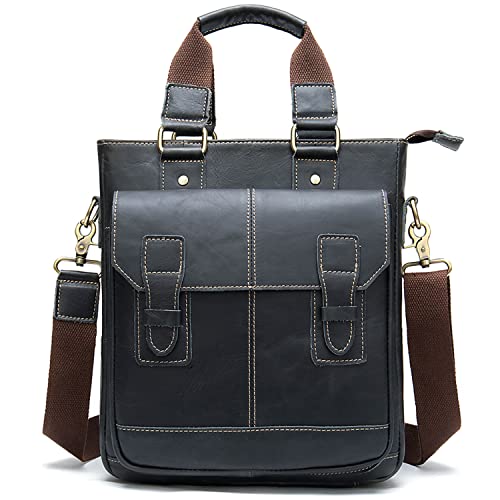 Karoukee Sac à bandoulière Tendance en Cuir Véritable pour Homme Sacoche Bandouliere de Taille Moyenne Sac Business Messager avec Poignée Supérieure pour les Affaires, le Travail, les Voyages Cover