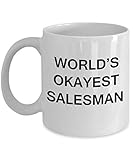 ZAPBEST World's Okayest Salesman - White Porcelain Coffee Cup,Premium 11 oz Funny Mugs White coffee cup Gifts Ideas