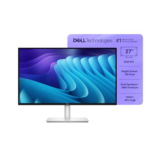 Image of Dell S2725DC 27 inch /68.58cm QHD Monitor, 144Hz, IPS Panel, 1ms Response, Contrast 1500:1, Dual Speakers 6W, HDMI, DP Port, 2xUSB Type-C, 2xUSB Type-A, Warranty 3 Years, TUV Rheinland 4-Star Eye Comfort