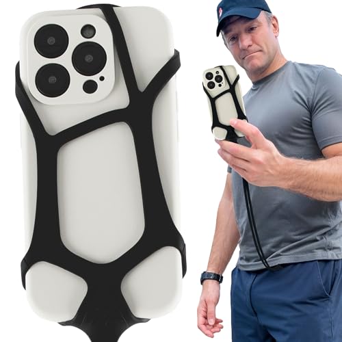 Image of Pulpo Safety Cell Phone Lanyard Black Fits Smartphones 6.1 inch to 6.8 inch - Anti Theft Phone Strap for Men & Women, Lanyards for Phones, Hiking Phone Holder & Cellphone Lanyard, Silicone Crossbody Straps