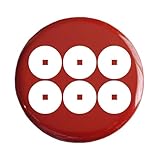 戦国武将家紋缶バッジ「真田氏」[真田真幸][真田信之][真田幸村]【和風 和柄 かわいい プレゼント】 (家紋「六連銭（六文銭）」赤地×家紋色「白」)