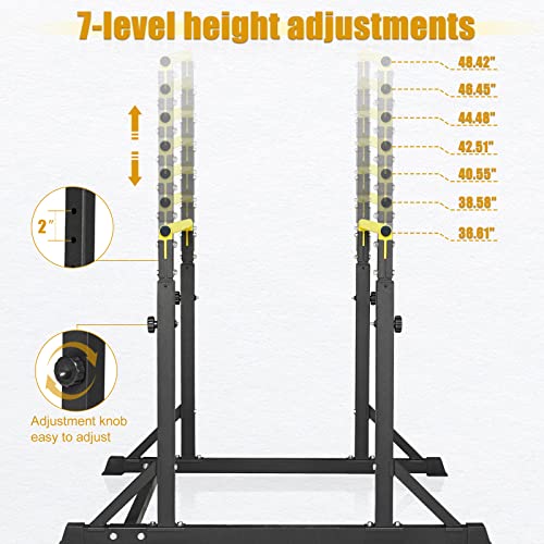 Bongkim Dip Bar, Heavy Duty Dip Station With 7 Height Levels, 800Lbs Adjustable Parallel Bars For Tricep Dips Pull-Ups L-Sits Calisthenics Exercises Strength Training For Home Gym Outdoor #TOP2